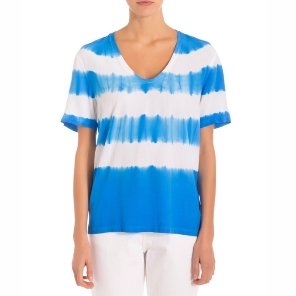 Equipment Cameron Tie Dye Tee Blue Silk V-Neck Size M